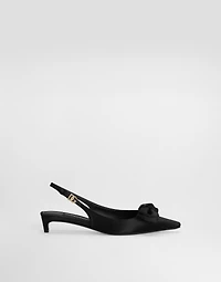 Satin slingbacks with bow detail