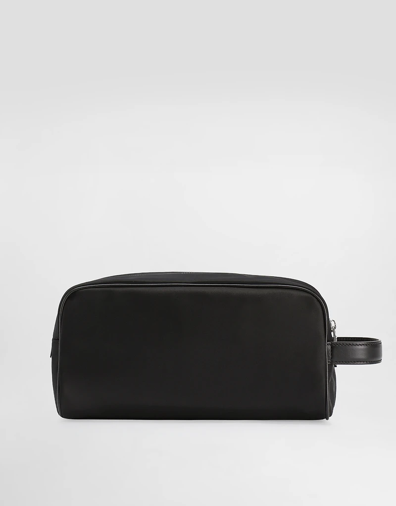Grainy calfskin and nylon toiletry bag