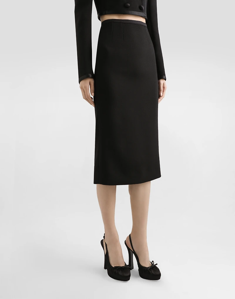 Wool crepe calf-length pencil dress