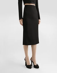 Wool crepe calf-length pencil dress
