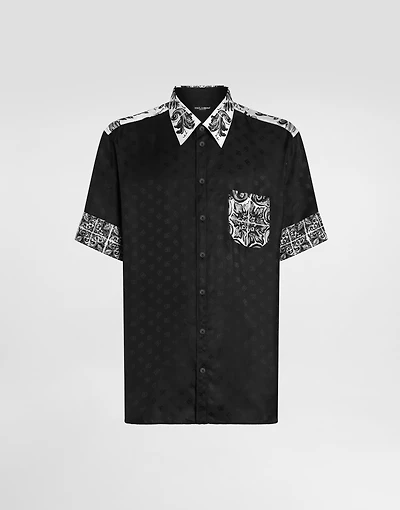 Majolica-print hawaii silk jacquard shirt