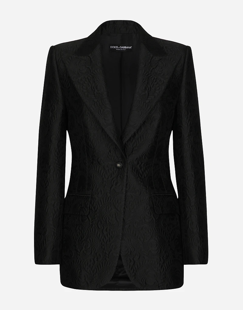 Single-breasted floral brocade Turlington jacket