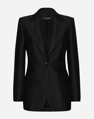Single-breasted floral brocade Turlington jacket