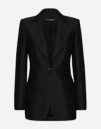 Single-breasted floral brocade Turlington jacket