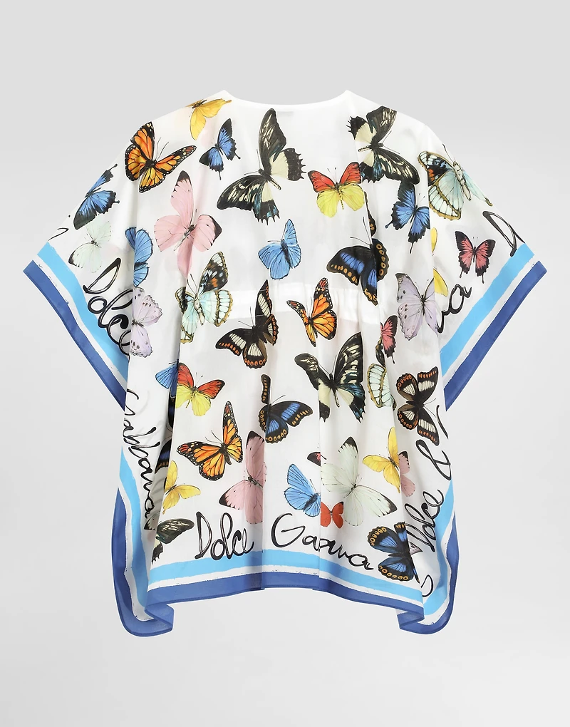 Batiste caftan with butterfly print