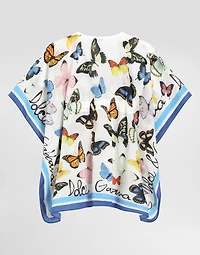 Batiste caftan with butterfly print