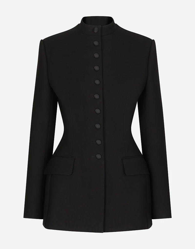 Long single-breasted wool cady Dolce-fit jacket