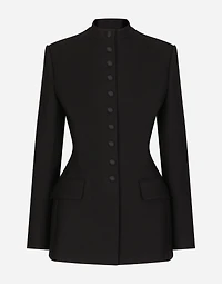 Long single-breasted wool cady Dolce-fit jacket