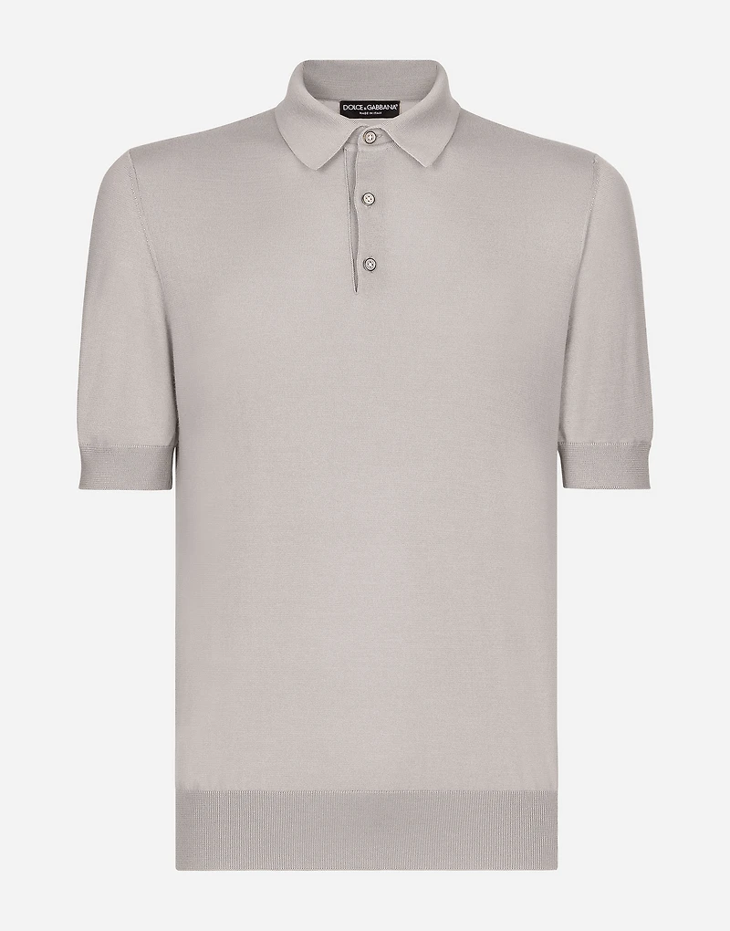 Cashmere and silk polo-shirt