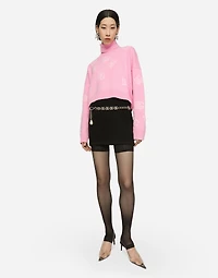 Cropped wool sweater with DG logo inlay