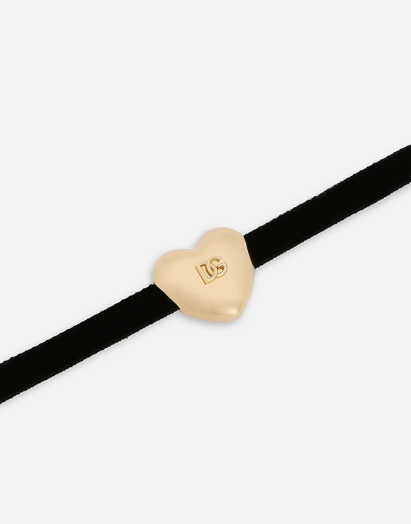 Velvet bracelet with DG logo heart