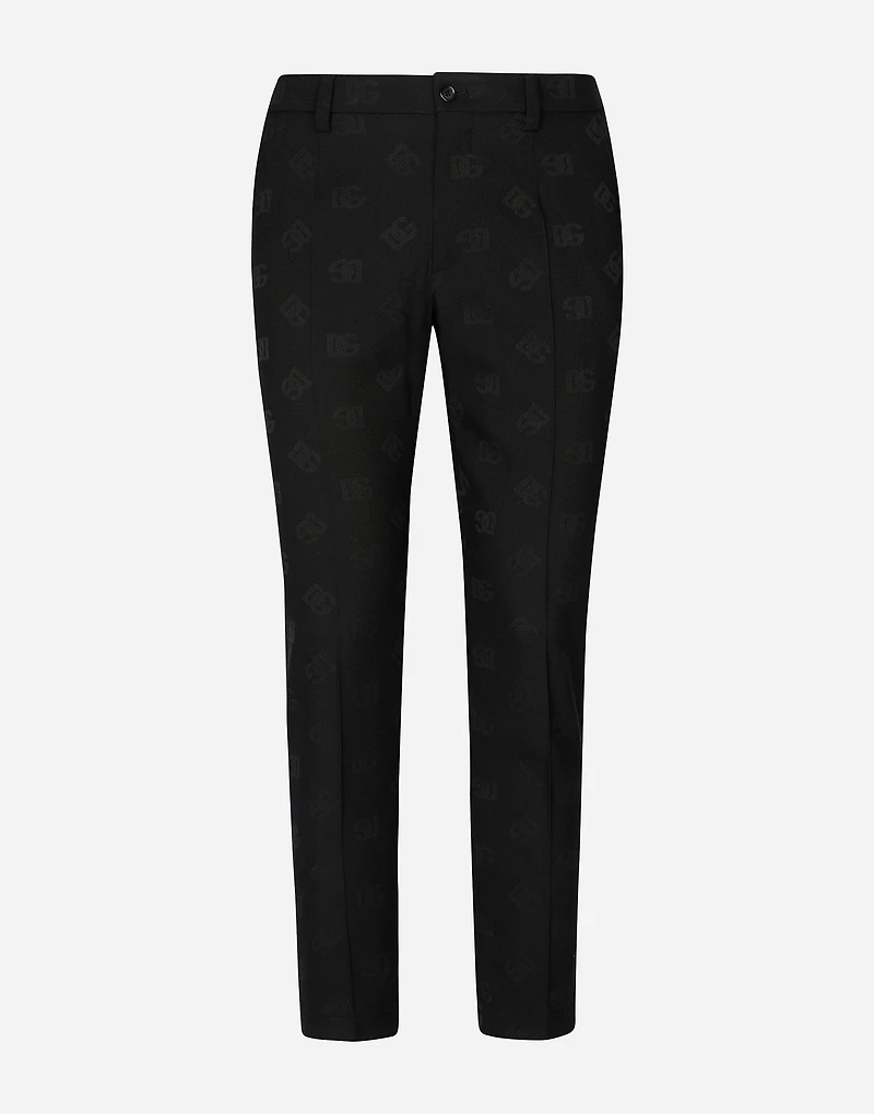 Stretch wool jacquard pants with DG Monogram design