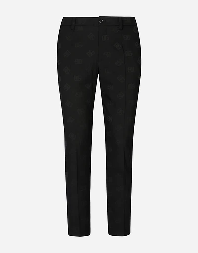 Stretch wool jacquard pants with DG Monogram design