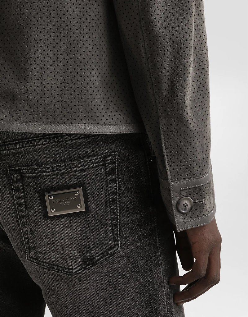 Perforated lambskin jacket