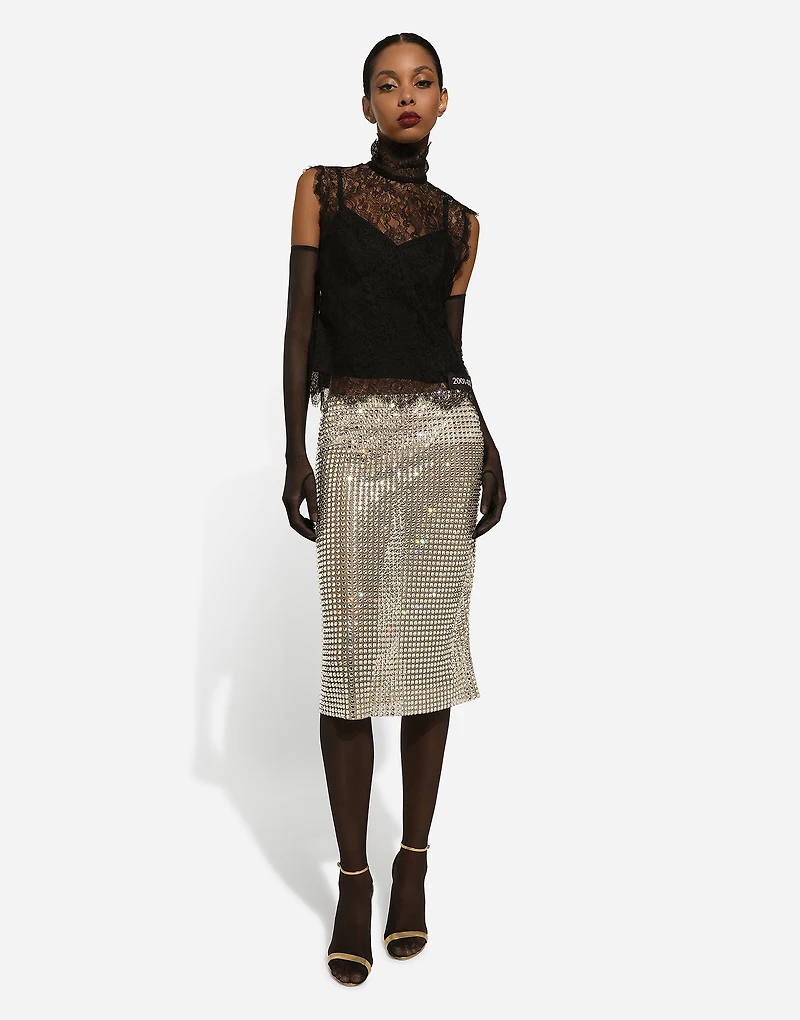 Sleeveless Chantilly lace top