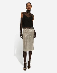 Sleeveless Chantilly lace top