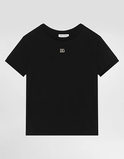 Jersey t-shirt with rhinestones DG logo