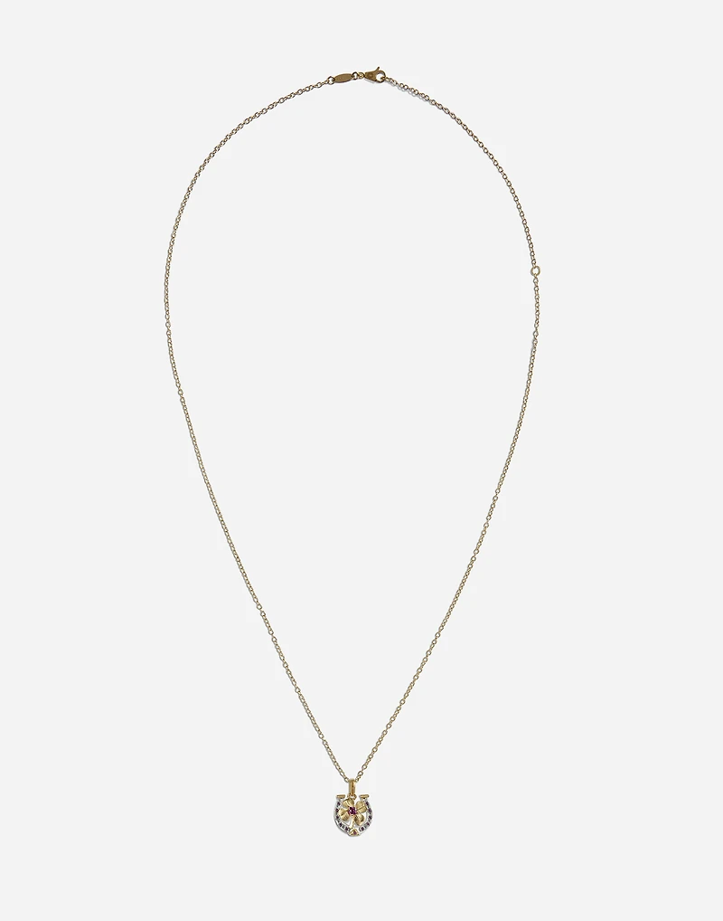  Good Luck Necklace 18 carat white and yellow gold and rubies