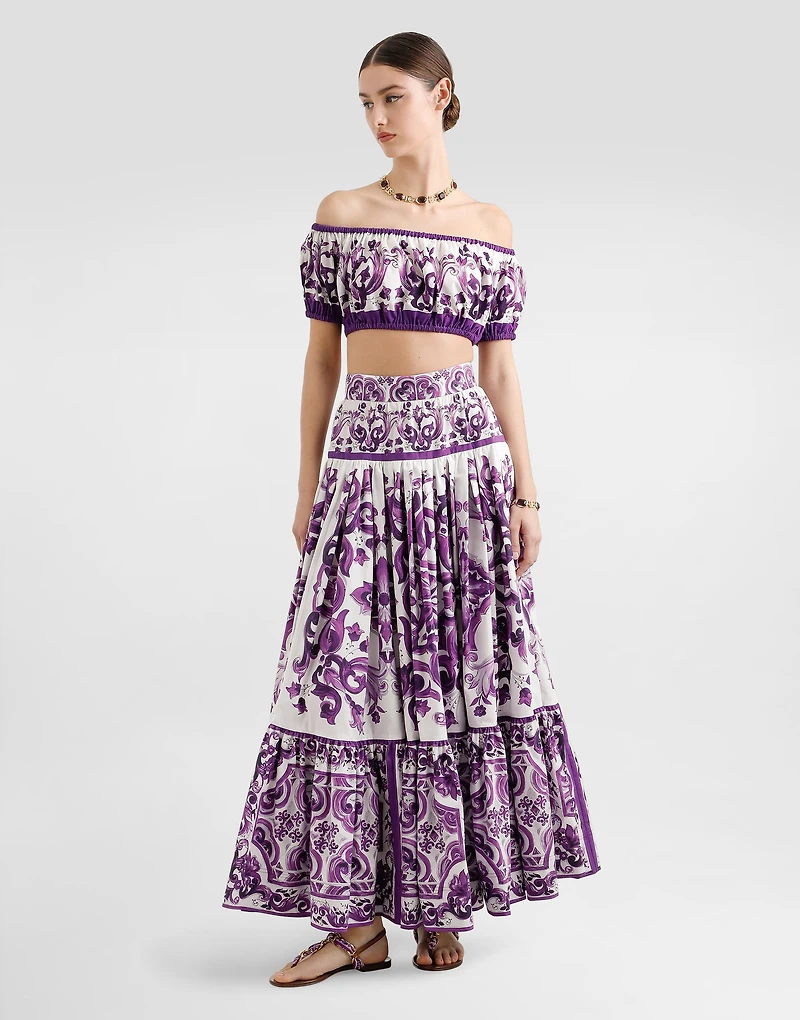 Majolica-print poplin top
