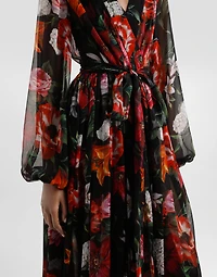 Flower-print chiffon dress