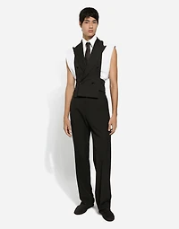 Straight-leg wool pants