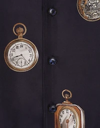 Silk twill Hawaiian shirt with watch print