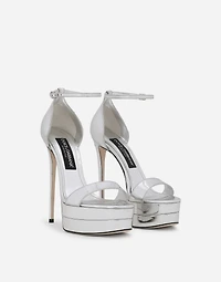 Mirrored-effect calfskin platform sandals
