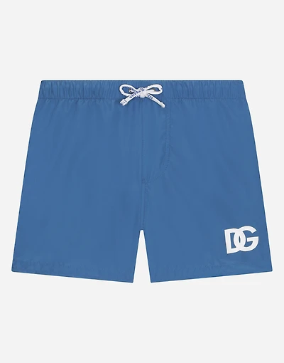 Nylon swim trunks with DG logo print