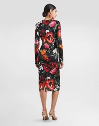 Printed fitted satin dress