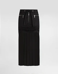 Twill midi skirt with chiffon