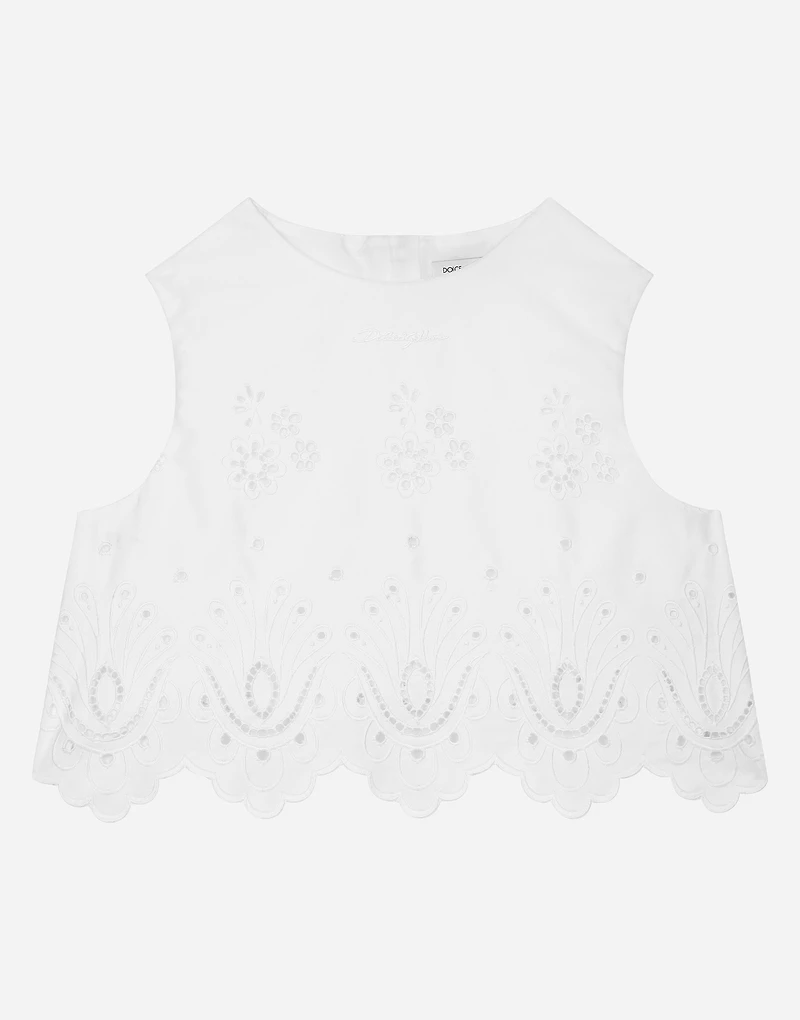 Poplin and broderie anglaise top