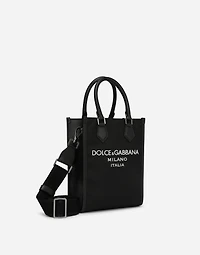Small nylon bag with rubberized logo