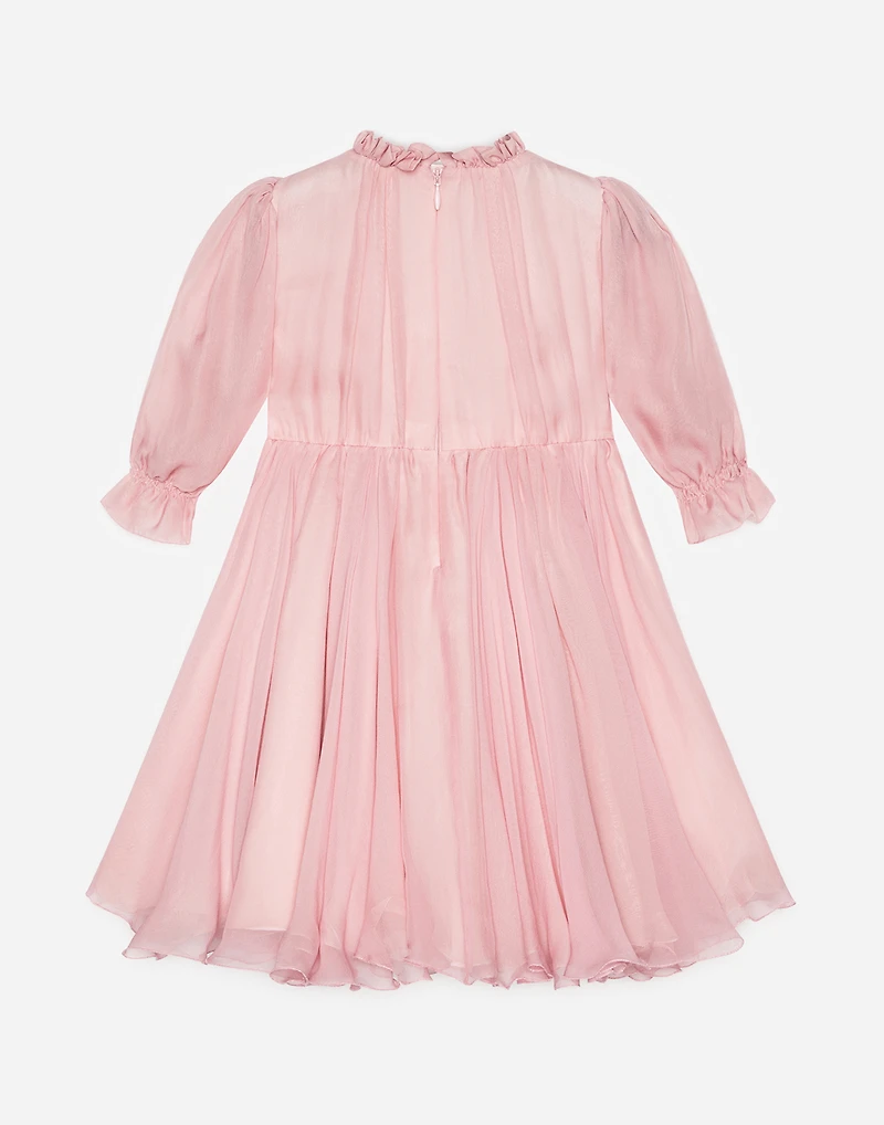 Chiffon dress with embroidered flowers