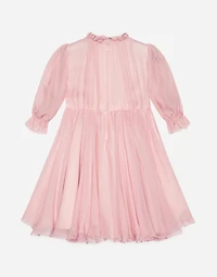 Chiffon dress with embroidered flowers