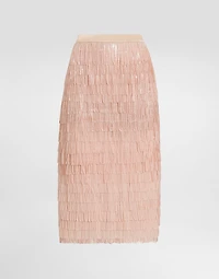 Sequined midi skirt with fringed embellishment