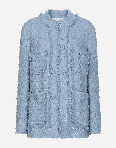 Single-breasted cotton rush-stitch jacket