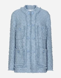 Single-breasted cotton rush-stitch jacket
