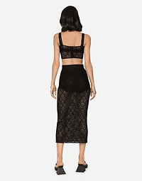 Tulle calf-length skirt with all-over DG logo