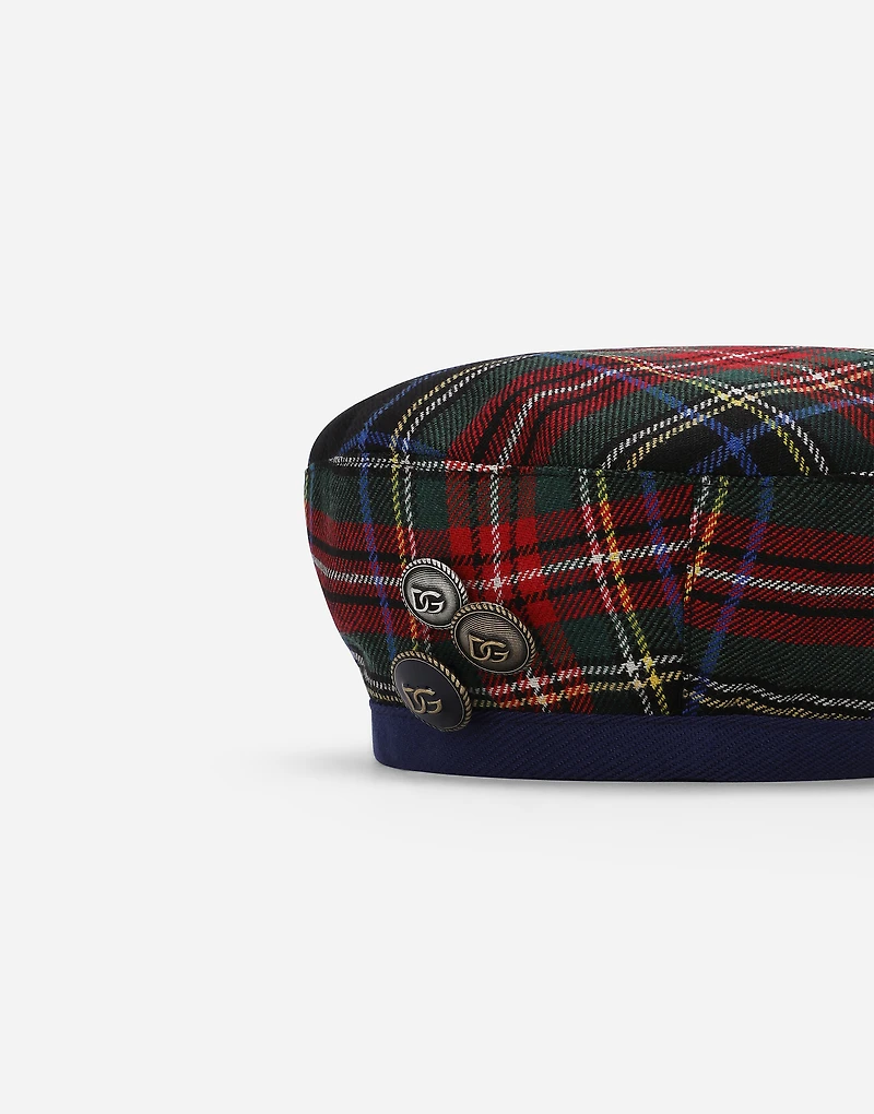 Wool-blend tartan beret