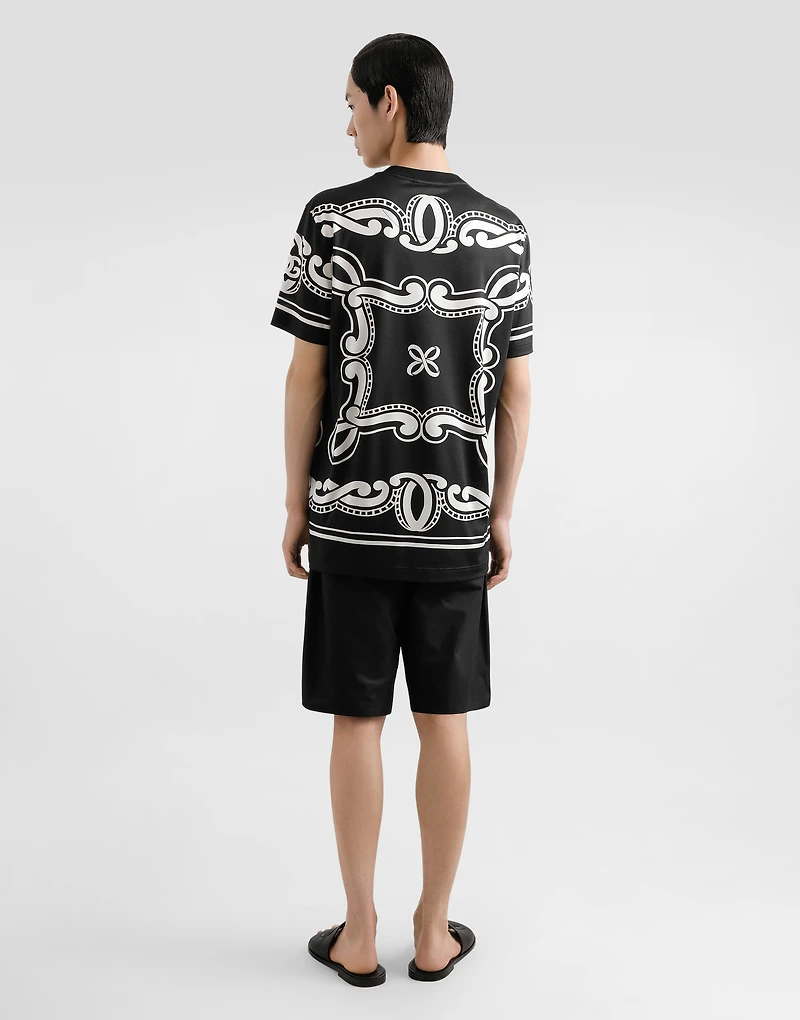 Silk T-shirt with bandanna print
