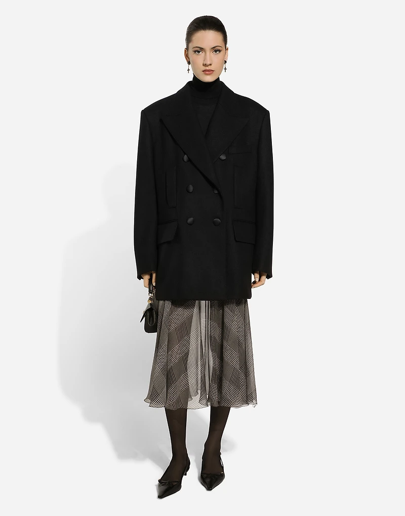 Oversize double-breasted wool baize jacket