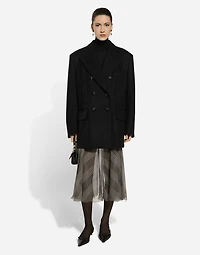 Oversize double-breasted wool baize jacket