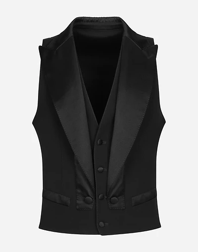 Single-breasted gabardine vest