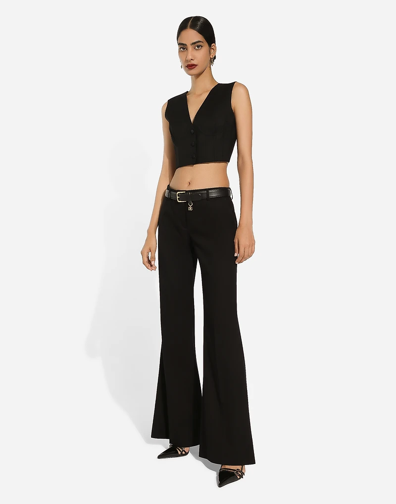 Cropped cady waistcoat with corset details