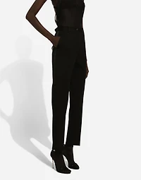 High-waisted wool gabardine cigarette pants