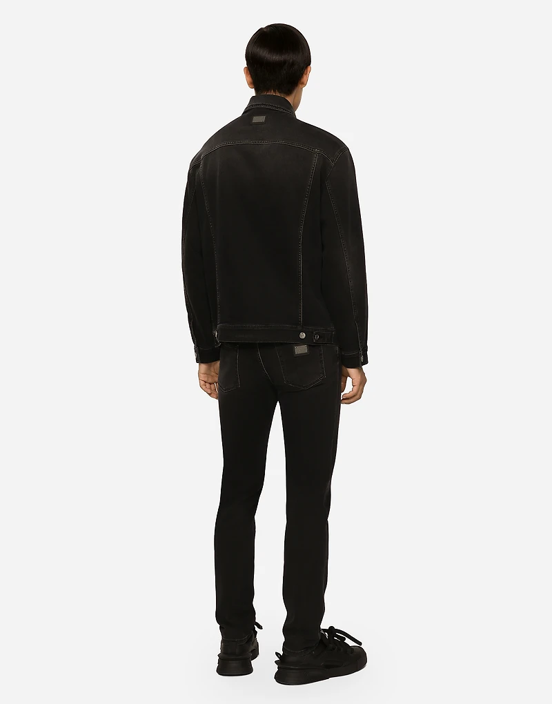 Gray wash slim-fit stretch jeans