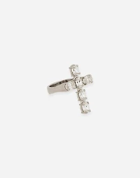 Ring with rhinestone-detailed cross