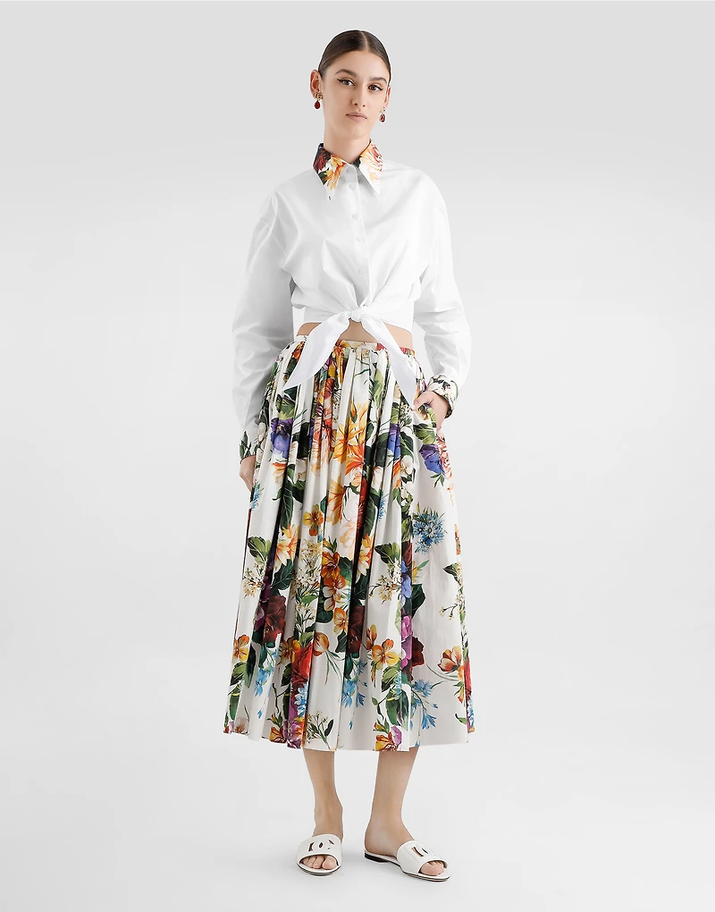 Bouquet-print poplin shirt