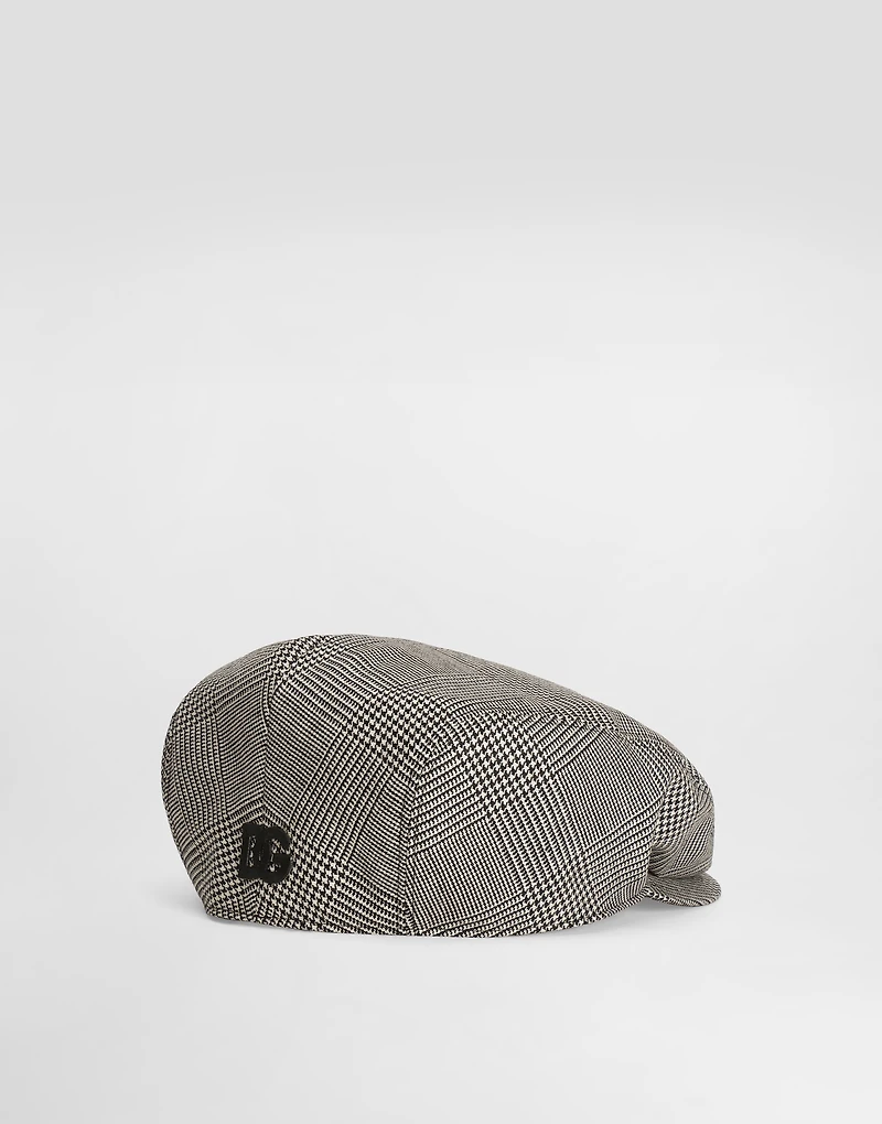 Virgin wool glen plaid flat cap