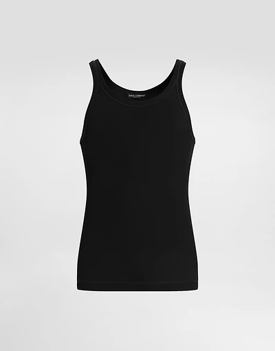 Fine-rib slim-fit singlet with tag